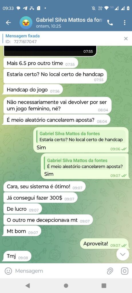 Discussão sobre apostas e handcaps em grupo de WhatsApp, com foco em funções de um sistema de apostas e comentários sobre a experiência de lucro em jogos.